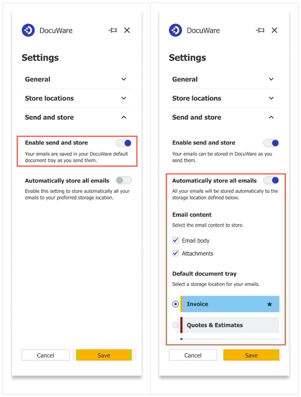 Send and store features increase efficiency.